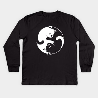 Yin Yang Cat Black & White Kids Long Sleeve T-Shirt